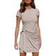 thumbnail image 1 of Vestido de camiseta para mujer, informal, de manga larga, con lazo en la cintura, cuello redondo, ajustado, fruncido, elástico, con nudo, Color sólido, suelto, Mini vestido sin mangas Xemadio WMZL-907-11, 1 of 5