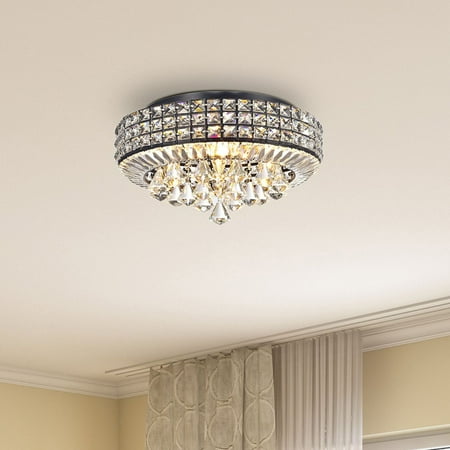 Outdoor Flush Mount Antique - The Lighting Store Jolie Antique Black 4-light Crystal Round Flush Mount Chandelier