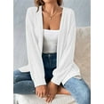 thumbnail image 4 of Womens Cardigan Sweater Long Sleeve Lightweights Open Front Curved Hem Ribbed Knit Cardigan Coat White XXL, 4 of 8