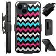 thumbnail image 1 of Compatible with iPhone 14 6.1" Hybrid Luxguard Holster Phone Case Cover (Chevron Pink Teal), 1 of 2