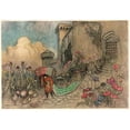 thumbnail image 2 of Warwick Goble 14x11 Black Ornate Wood Framed Double Matted Museum Art Print Titled: Corvetto Escaping with the Ogre's Tapestry (1911), 2 of 5
