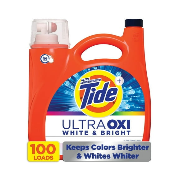 Tide Ultra OXI White and Bright Liquid Laundry Detergent, 100 Loads, 128 Fl Oz