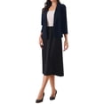 thumbnail image 2 of INSPIRE CHIC Women's 3/4 Sleeve Cardigan Blazer Shawl Collar Open Front Lightweight Stretchy Jackets Dark Blue M, 2 of 5