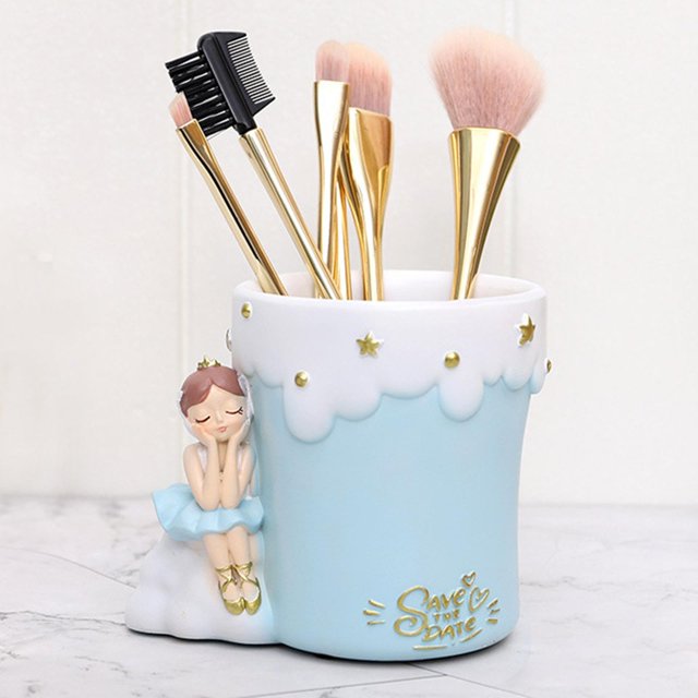 2 portalápices para bolígrafo, decoración de escritorio, maceta, regalos para mujeres, cepillos, taza BLESIY portalápices niña