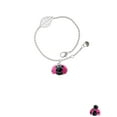 thumbnail image 2 of Delight Jewelry Resin Hot Pink & Black Ladybug Sweetie - Silvertone Leaf Delicate Bracelet, 6.25+1.75", 2 of 4