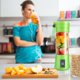 thumbnail image 2 of Licuadora personal, licuadora portátil con mini mezclador de jugo de frutas recargable por USB, licuadora de tamaño personal para batidos y batidos mini exprimidor 380 ML, 2 of 5