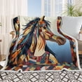 thumbnail image 7 of Sleepwish Horse Blanket, Colorful Sherpa Throw Blanket for Couch Sofa Boho Horse Themed Throw Blanket for Decor, 50x60", 7 of 7