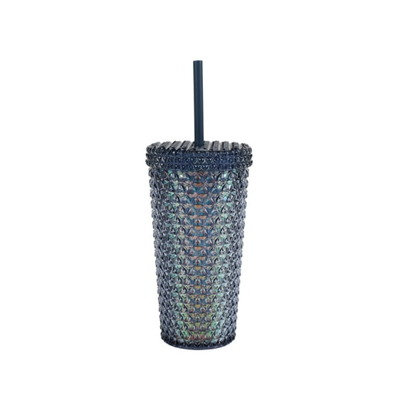 Your Zone 16 Ounce Plastic Textured Iridescent Tumbler, Blue