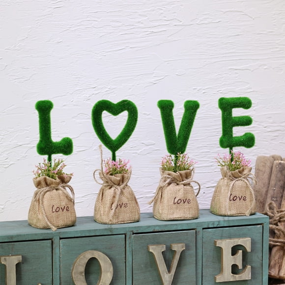 Pots de Plantes Lettres de simulation, Ensemble de Décoration Intérieure 4 Pcs, Matériau Plastique Robuste, Style Minimaliste Moderne, pour Bureau, Rebord de Fenêtre, Jardinières Bonsaï, Petits Accessoires de Bureau, Fenêtre Akmoler
