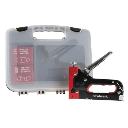 Light Duty Staple Gun Kit- Stapler for Upholstery, Fabric, Wood, Crafts, Construction, Bulletin Board with Staples and Carrying Case by Stalwart, (Best Manual Staple Gun)