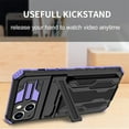 thumbnail image 3 of Cutyskin iPhone 15 Armor Case with Hidden Card Holder Detachable Wallet Cover, Built-in Kickstand, Camera Lens Protection, Tough Rugged Shockproof Phone Case for iPhone 15, Purple, 3 of 9