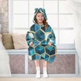thumbnail image 7 of FORMRS Wearable Blanket Hoodie with Sleeves for Kids Cozy Flannel Sweatshirt, Light Blue Geometric Pattern, 7 of 7