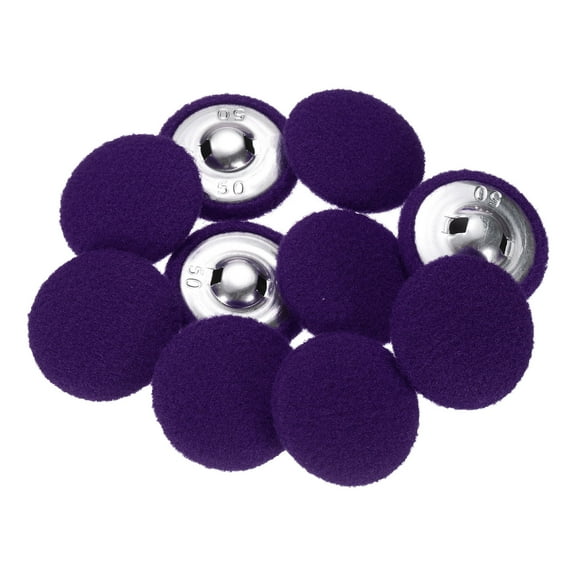 Uxcell 10pcs Fabric Cloth Covered Buttons 1.3" Round Plush Sweaters Button with Aluminum Shank Sewing Button, Purple