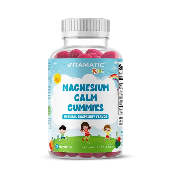 Vitamatic Kids Magnesium Gummies, Vegan, Supports Daily Wellness, 60 Vegan Gummies, Non-GMO & Gluten-Free