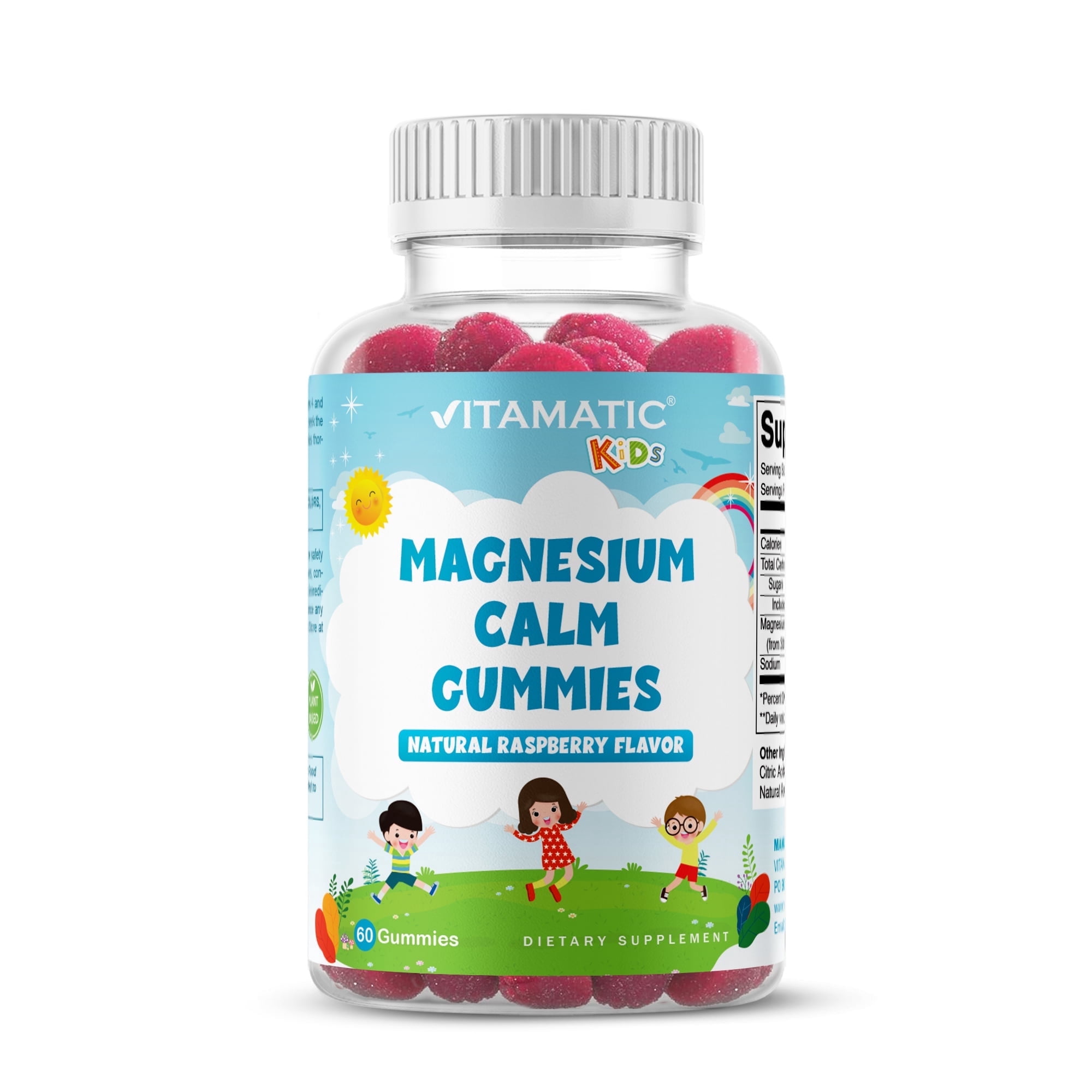 Vitamatic Kids Magnesium Gummies, Vegan, Supports Daily Wellness, 60 Vegan Gummies, Non-GMO & Gluten-Free