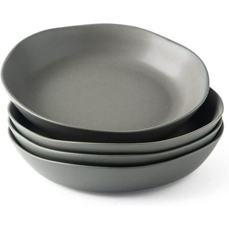 

38oz Large Pasta Bowls Set 9.75 inch Stoneware Salad Bowls Set of 4 for Kitchen Wide and Shallow Serving Bowls with Wavy Rim Mi