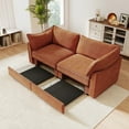 thumbnail image 3 of 2 Seater Sectional Sofa with Storage -Orange Living Room Couch, Corduroy-like Chenille Fabric, Crescent Wraparound Design - Compact 2-Person Sofa for Small Spaces, 3 of 11