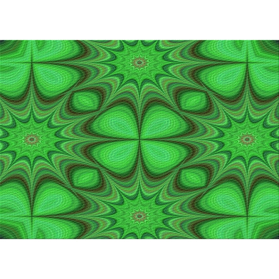 Ahgly Company Indoor Rectangle Patterned Lime Green Area Rugs, 2' x 5'