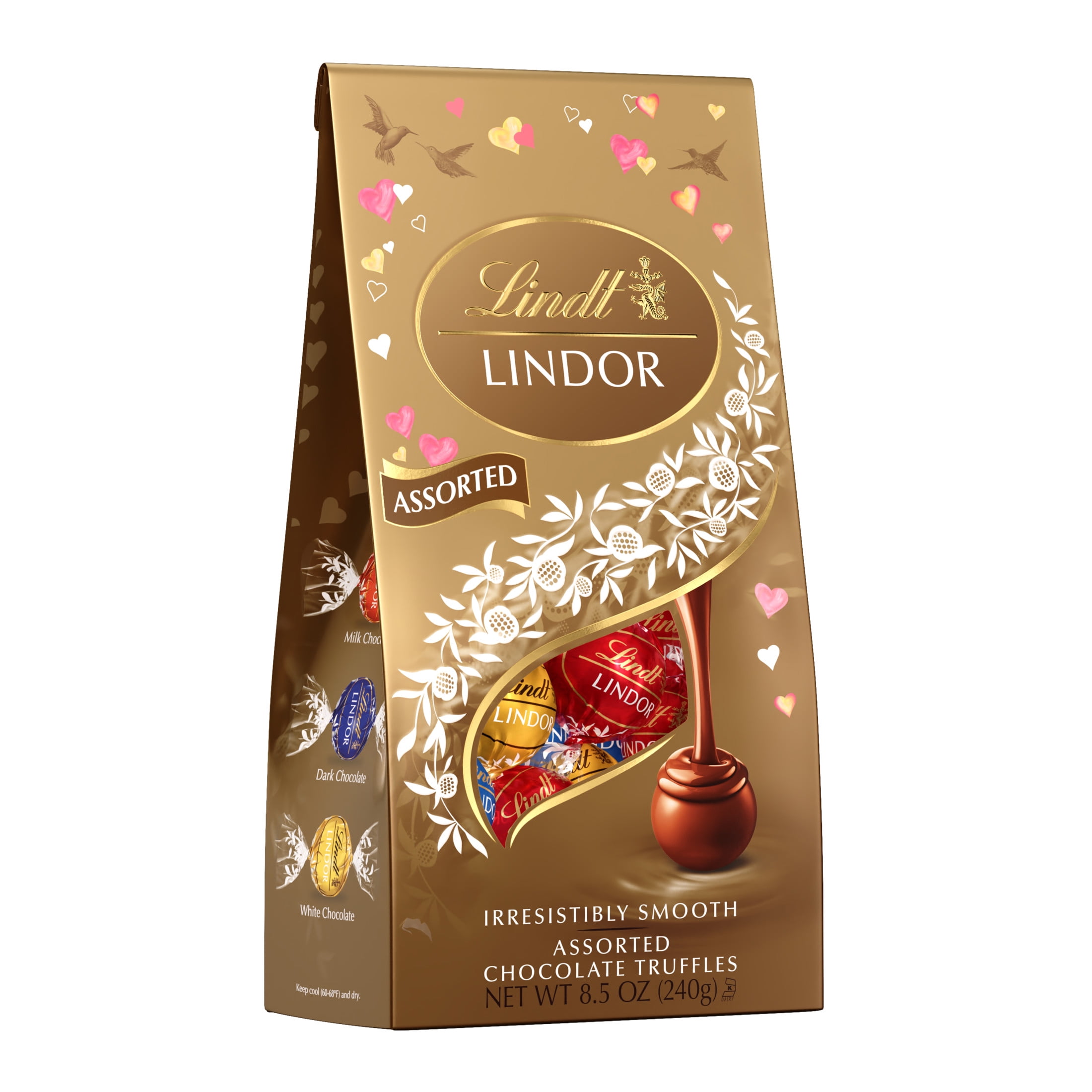 Lindt LINDOR Valentine's Day Assorted Chocolate Candy Truffles, 8.5 oz. Bag