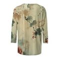 thumbnail image 5 of Nrmvnmi Womens 3/4 Length Sleeve Cotton Tops Casual Floral Print Round Neck Summer Tops Loose Fit Elastic and Lightweight Blouse For Women, 5 of 5