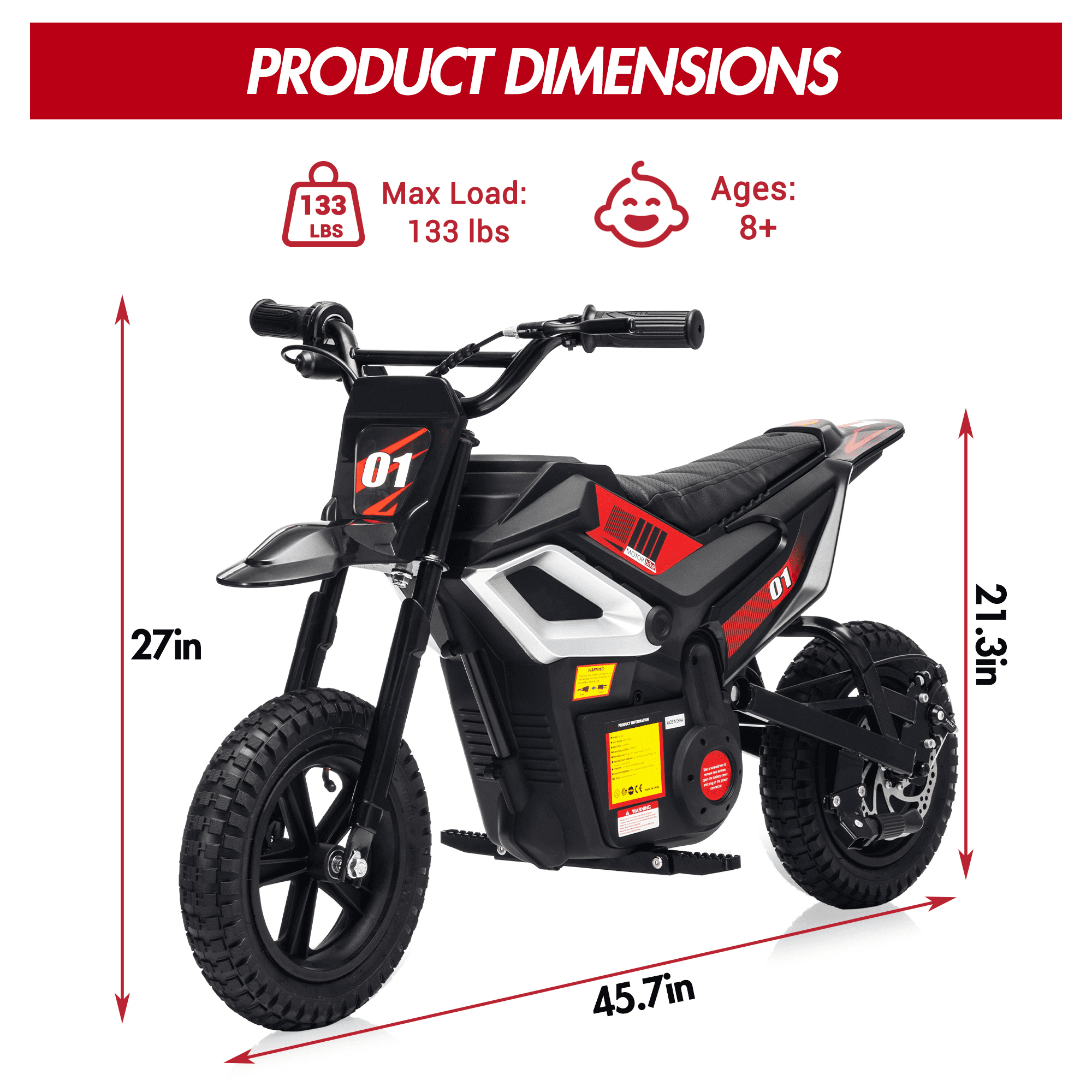 24V Electric Dirt Bike for Teens,350W Brushless Motor, 14 MPH & 35-Mile Range | Hydraulic Brakes & Spring Suspension, 130lbs Load, Off-Road Motorcycle