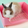 thumbnail image 3 of Flmtop Pet Rabbit Splash-proof Litter Mesh Box Potty Trainer with Drawer Corner Toilet White, 3 of 9