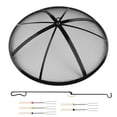 thumbnail image 1 of Fire Pit Spark Screen, 24 Inch Outdoor Fire Pit Screen with Foldable Hook and Marshmallow Sticks, Heavy Duty Steel Mesh Fire Pit, 1 of 9
