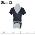 thumbnail image 2 of Camiseta corta con cuello en V y cordón frontal fruncido para mujer, 2 of 6