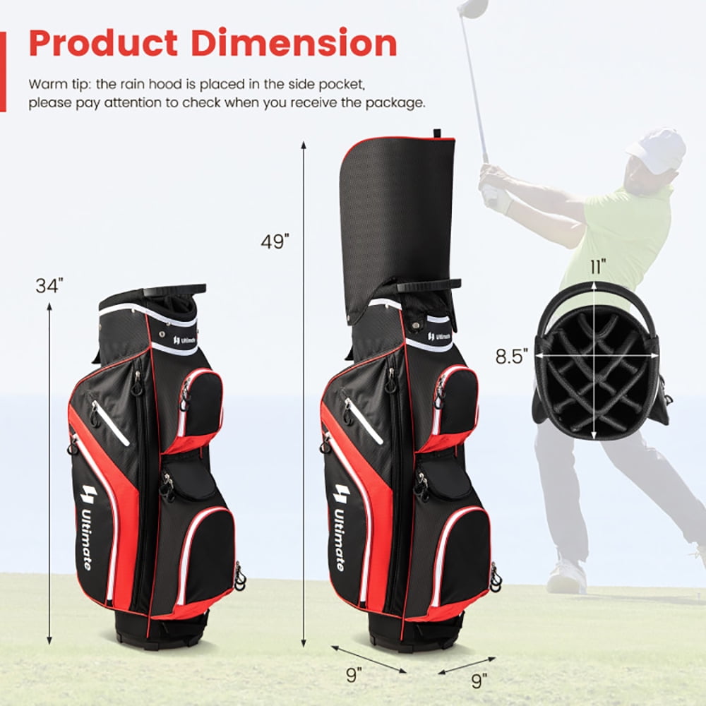 Topcobe Golf Cart Bag with 14 Way Top Dividers, Lightweight Golf Bag for Men, Golf Bags, Multiple Pockets, Red