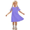 thumbnail image 3 of Pounoo New Kids Dresses Girls Trendy Print Short Sleeve Casual Dresses Round Neck Knee Length Dress Stretchable Girls Dresses 7-8, 3 of 10