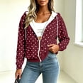 thumbnail image 6 of Women's Polka Dot Zip Up Hoodie with Drawstring Hood and Pockets, Travel Casual Long Sleeve Fleece Sweatshirt Jacket, XL, 6 of 9