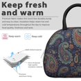 thumbnail image 3 of Paisley and Floral Black Pattern Insulated Lunch Bag,Leakproof Large Capacity Lunch Box for Work,Picnic or Travel,11.4 X 6.7 X 8.3 Inches, 3 of 6
