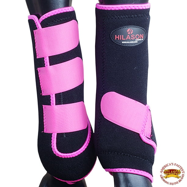 Hilason Infra Tech Horse Medicine Sports Boots Rear Hind Leg Black