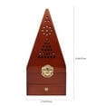 thumbnail image 2 of LABSERRON Retro Style Incense Burner Dark Red Wood Metal For Home Decor Item 1Pcs 8.3x3.7in, 2 of 8