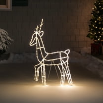 Northlight LED Lighted Icy Reindeer Christmas Yard Decoration - 34.25" Silver Wire - Warm White