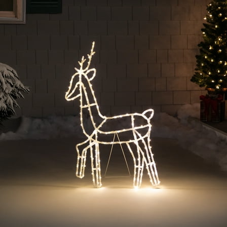 Northlight LED Lighted Icy Reindeer Christmas Yard Decoration - 34.25" Silver Wire - Warm White
