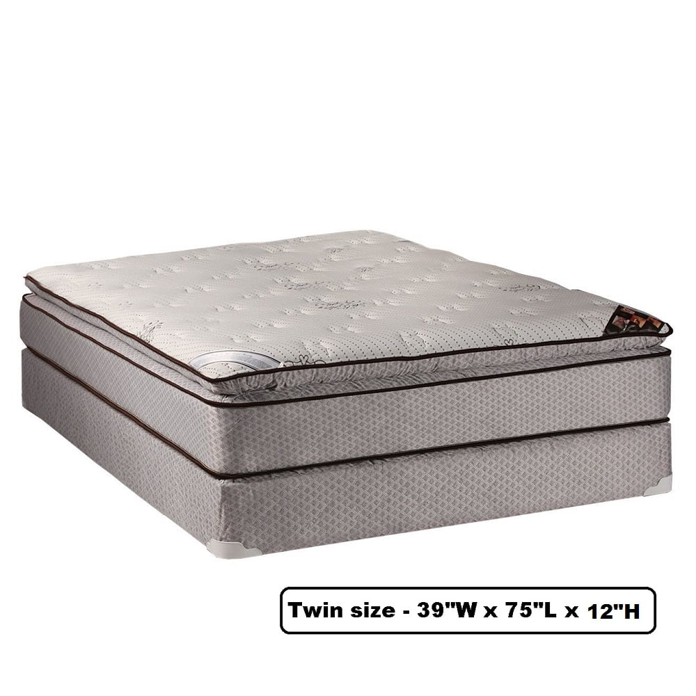 Spinal Dream Plush Pillow Top (Eurotop) Twin Size Mattress Set with Bed