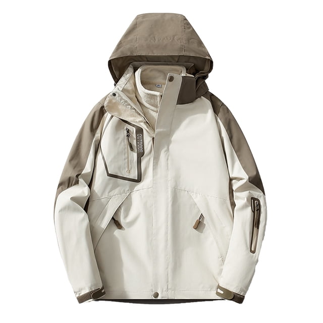 Fankiway Veste Chaude Extérieure Coupe-Vent Deux Pièces pour Femmes, Blanc TG