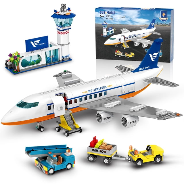 Avión de pasajeros urbano CUBIMANA de Building Toy con LED de 53 cm