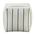 thumbnail image 2 of Modern Pouf Ottoman- White Black Striped Jacquard- 16 Inch Square, 2 of 6
