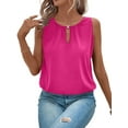 thumbnail image 2 of Fashion Buttoned Round Neck Solid Color Vest Rose Red XL, 2 of 6