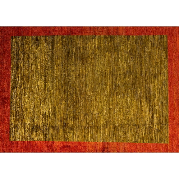 Ahgly Company Indoor Rectangle Abstract Yellow Modern Area Rugs, 6' x 9'