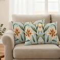 thumbnail image 2 of Lily Floral Outdoor Waterproof Pillow Covers, Spring Flowers Summer Watercolor Leaf Decorative Rectangle Throw Pillowcase Sofa Cushion Sham for Patio/Couch/Chair, 20"x12" 2 Pack, 2 of 8