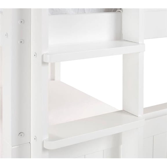C1613L-DR Camaflexi Full Mission Headboard, End Ladder Over Bunk Bed with Drawers - White