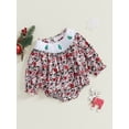 thumbnail image 4 of ZINTAOZT Newborn Baby Girls Christmas Clothes Plaid Bubble Romper Long Sleeve Smocked Jumpsuit One Piece Bodysuit Outfit, 4 of 8
