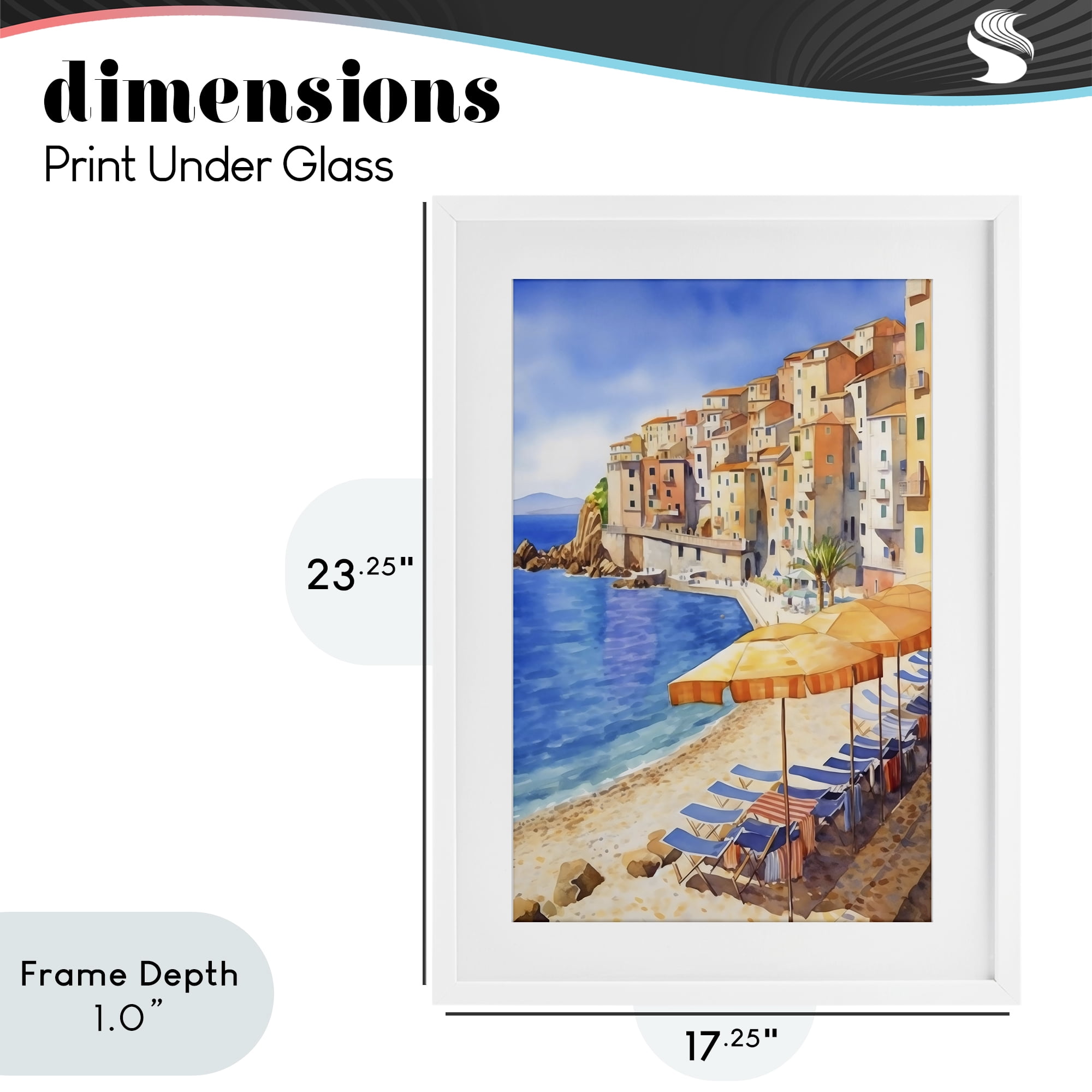 Stupell Industries Beach Lounging on Mediterranean Shore White Framed Print Under Glass, design by Creative Studio