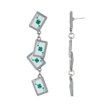 Way to Celebrate St. Patrick's Day Green Cards Dangle Earrings, 1 Pair