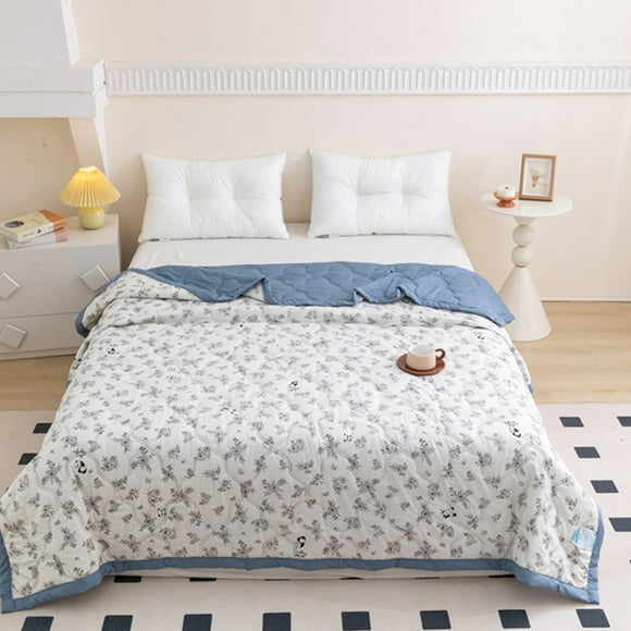 Manta de tiro con nueva impresión, edredón fresco de verano, lavable y agradable para la piel, edredón con aire acondicionado, edredón pequeño fresco de verano, edredón de algodón para dormitorio de e