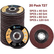 

SATC 20PCS 4-1/2 X 7/8 40 60 80 120 Grit Flap Disc Aluminum Oxide T27 4.5 inch Sanding Grinding wheel