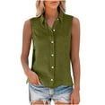 thumbnail image 7 of TKLPEHG Women Tank Tops V-Neck Button Tank Top Fashion Western Outfit for Women Leisure Lightweight Solid Color Graphic Tee Sleeveless Blouses Regular Blouses (Army Green,XXXL), 7 of 7
